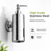 Plantex Liquid Soap Dispenser for Bathroom/Stainless Steel Shampoo Dispenser/Round Hand wash Dispenser/Bathroom Accessories - Pack of 1 (Chrome)