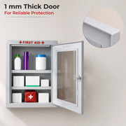 Plantex Metal First Aid Box/Emergency Medical Kit Box for Medicine Storage/Multi Compartment for Medicine Organizer First Aid Kit Box for Home, School, Office with Key Lock - (White)