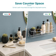 Plantex Wall Mounted Shelf for Bathroom/Stainless Steel Kitchen Shelf with Railings/Perfume Rack/Bathroom Accessories Holder (14 inch, Chrome)