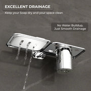 Plantex Dream Stainless Steel 2 in1 Soap Dish with Tumbler Holder/Soap Holder/Bathroom Accessories - Chrome