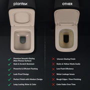Plantex Ceramic Commode/Rimless Western Toilet/Wall Hung Commode with Soft Closing Toilet Seat Cover- P Trap - (LAS03, Khakhi)