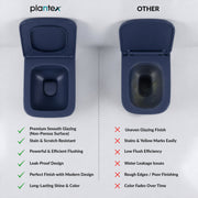 Plantex Ceramic Commode for Toilet/Rimless Washdown Western Toilet/P Trap Commode with Soft Closing Toilet Seat Cover - (LAS04, Blue)