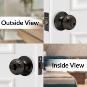 Plantex Stainless Steel Bathroom Door Lock/Keyless Cylindrical Lock for Bathroom/Balcony/Tubular Door Knob/Handle - Pack of 1 (Without Key-Glossy Black)