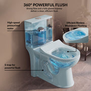 Plantex Platinum Ceramic One Piece Western Toilet/Rimless Washdown Commode for Toilet/Commode With Soft Close Toilet Seat - S Trap Outlet (Ocean)