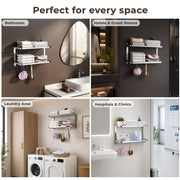 Plantex Double Towel Rack for Bathroom/24 Inch Dual Towel Holder/Towel Bar/Towel Henger/Bathroom Accessories - Pack of 1 (Chrome)