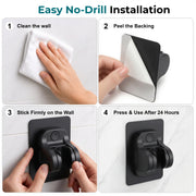 Plantex ABS Hand Shower Holder For Bathroom/Strong Self Adhesive Adjustable Handheld Shower/No Drilling Wall Mount Bracket - (Black)