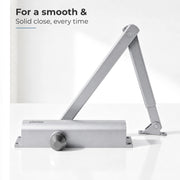 Plantex Heavy Duty Door Closer/Automatic Door Closer for Wooden Door/55 Kg Hydraulic Door Closer for Home/Office/Hotel/Wide 180 Degree Opening (ISO 9001 Certified) - Silver