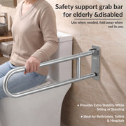 Plantex Stainless Steel 24 Inch U-Shape Handle for Bathroom Support/Bedside Anti-Slip Shower Grab Bar for Bathroom/Space-Saving Safety Bar for Shower/Toilet- (2046, Chrome)