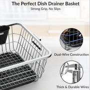 Plantex Stainless Steel Vessel Drainer Basket/Dish Drying Rack with Drainer Tray/Utensil Drying Rack for Kitchen/Plate Stand/Basket for Utensils (Size-56x43x23cm)
