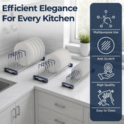 Plantex Stainless Steel Plate Organizer for Kitchen Cabinet/Plate Holder for Modular Kitchen/Saucer/Thali/Plate Rack Stand/Plate Holder for Modular Kitchen/Tandem Box Accessories - Set of 3 (Chrome)