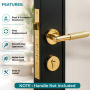 Plantex Mortise Door Lock Set with Brass Cylinder & Keys/Heavy-Duty Main Door Lock Body - Pack of 1 (PVD Gold)