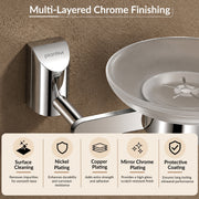 Plantex Smero Pure Brass and Glass Soap Holder for Bathroom & Kitchen/Soap Stand/Case/Dish/Bathroom Accessories - Superb (Chrome)