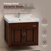Plantex Unbrekable Bathroom Vanity Cabinet & Washbasin Set/Washbasin with Cabinet/Vanity Basin for Bathroom with Mirror (Brown)