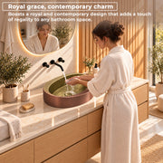 Plantex Ceramic Washbasin/Basin for Bathroom/Oval Tabletop Wash Basin/Countertop Vessel Sink for Home, Office  (Brass & Copper Antique - 24 x 15 x 6 Inch)