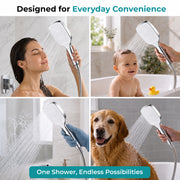 Plantex ABS Hand Shower for Bathroom/3 Mode Multifunctional Shower/Rectangle Hand Shower Without Hose Pipe for Home/Hotel - (Chrome & White, H510)