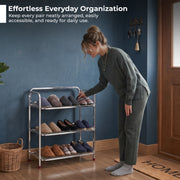 Plantex Stainless Steel Shoe Rack for Home/3 Tier Slipper Stand for Home & Outdoor/Durable Shoe Organizer Stand/Space Saving Footwear Rack - (Silver)