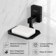 Plantex 304 Grade Stainless Steel Soap Holder for Bathroom/Soap Dish/Bathroom Soap Stand/Bathroom Accessories - Darcy (Black)