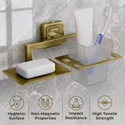 Plantex 304 Stainless Steel Soap Holder/Tumbler Holder/Soap and Brush Holder Stand for Bathroom and Wash Basin Decan (Antique)