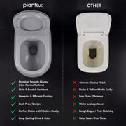 Plantex Imported Ceramic Wall Mounted Commode/Rimless Washdown Western Commode Toilet/Western Toilet with Soft Close Seat Cover - P Trap (Matt Grey)