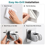 Plantex ABS Hand Shower Holder For Bathroom/Strong Self Adhesive Adjustable Handheld Shower/No Drilling Wall Mount Bracket - (Chrome)