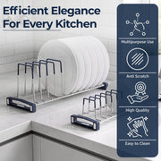 Plantex Stainless Steel Plate Organizer for Kitchen/Plate Holder Stand/Thali Stand for Kitchen Drawer/Saucer Plates Rack/Tandem Box Accessories – Set of 2 (Size - 4 & 8 Inch, Slots 10–14, Chrome)