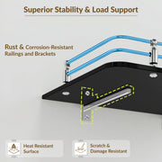 Plantex Glass Setup Box Stand Wall Mounted/Glass Shelf/Wall Shelf Rack/Wall Mount Holder with Wall Brackets (12 X 9 Inch, Black)