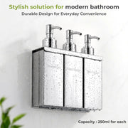 Plantex Triple Liquid Soap Dispenser for Bathroom/304 Grade Stainless Steel Shampoo Dispenser/Square Hand wash Dispenser/Bathroom Accessories - Pack of 1 (Regent, Chrome)