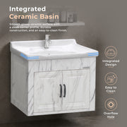Plantex Glass, Ceramic, HPP Unbrekable Bathroom Vanity Cabinet & Washbasin Set/Basin Cabinet for Bathroom with Mirror (White)