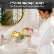 Plantex J4 Stainless Steel Soap Dish with Liquid Dispenser/Soap Stand for Bathroom Wall Mount/Shampoo Dispenser/Bathroom Accessories (PVD Gold Finish) Onix