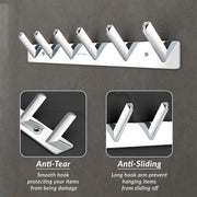 Plantex Wall Hooks for Hanging Cloth/Stainless Steel Towel Hangers/Bathroom Robe Hooks/Door Hangers/Square Wall Hook/Hook Rail for Hanging Keys - 6 Hooks (Pack of 1, Chrome)