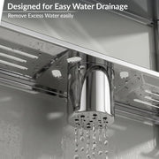 Plantex Bathroom Organiser Without Drill/Stainless Steel Bathroom Accessories Set with Soap Dish and Brush Slots/Hooks/Tumbler Holder/Steel Soap Holder for Bathroom-(2-Tier, Chrome)