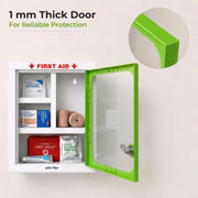 Plantex Metal Emergency First Aid Kit Box for Home/Medical Kit Box for Medicine Storage with Multi Compartments for School, Office - Lockable (Green & White) Big Size, Wall Mount