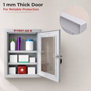 Plantex Metal First Aid Box/Emergency Medical Kit Box for Medicine Storage/Multi Compartment for Medicine Organizer First Aid Kit Box for Home, School, Office with Key Lock - (White)