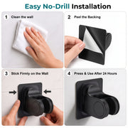 Plantex ABS Hand Shower Holder For Bathroom/Strong Self Adhesive Adjustable Handheld Shower/No Drilling Wall Mount Bracket - Pack of 1 (Black)