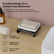 Plantex Single Soap Dish/Stainless Steel and ABS Soap Dish for Bathroom/Soap Stand/Holder/Bathroom Accessories - (Black & White)