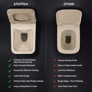 Plantex Imported Italica Ceramic Wall Hung Commode Toilet/Rimless Western Toilet/Washdown Commode with Soft Closing Toilet Seat - P Trap (Square - Matt Khaki)