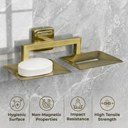Plantex 304 Grade Stainless Steel Dual Soap Holder for Bathroom/Soap Dish/Soap Stand/Bathroom Accesories - Decan (Brass Antique)
