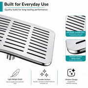 Plantex ABS Shower Head for Bathroom/12x8 inch Head for bathroom/Rain Showers Head for bathroom/Pressurized Showers Head – (Chrome, D399)