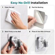 Plantex ABS Hand Shower Holder For Bathroom/Strong Self Adhesive Adjustable Handheld Shower/No Drilling Wall Mount Bracket - (Chrome)