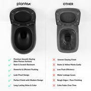 Plantex Imported Ceramic Wall Hung Commode/Rimless Washdown Western Toilet/P Trap Western Commode with Soft Close Toilet Seat (Matt Black)