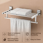 Plantex 304 Grade Stainless Steel Towel Rack for Bathroom/Towel Stand/Hanger/Bathroom Accessories - Darcy (18 inch - Chrome)