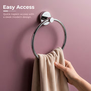 Plantex Stainless Steel Towel Ring for Bathroom/Wash Basin/Napkin-Towel Hanger/Bathroom Accessories - (Chrome/Round) - Pack of 2