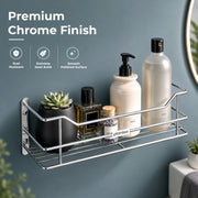 Plantex Bathroom Shelf for Wall/Stainless Steel Shelf for Kitchen with Railings/Perfume Rack/Bathroom Organiser (12 inch, Chrome)
