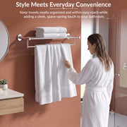 Plantex 304 Grade Stainless Steel 24 Inches Long Towel Rack/Towel Hanger for Bathroom/Towel Bar/Bathroom Accessories - Olive (Chrome)