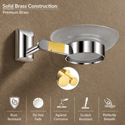 Plantex Smero Pure Brass and Glass Soap Holder for Bathroom & Kitchen/Soap Stand/Case/Dish/Bathroom Accessories - Superb (Chrome)