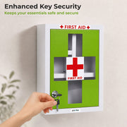 Plantex Metal Emergency First Aid Box for Home/Medical Kit Box for Medicine Storage with Multi Compartments for School, Office - Lockable (Green & White) Big Size, Wall Mount