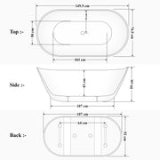 Plantex Freestanding Bathtub For Bathroom/Bath tub for Adults/Deep Soaker Bathtub with Overflow, Popup and Drain Pipe (BSM-203-White-1500mm)