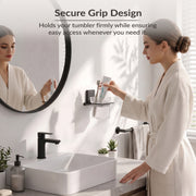 Plantex 304 Grade Stainless Steel Glass Tumbler Holder/Toothbrush Holder for Bathroom/Bathroom Accessories – Pack of 1 (Crystal, Black)