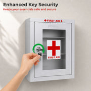 Plantex Metal First Aid Box/Emergency Medical Kit Box for Medicine Storage/Multi Compartment for Medicine Organizer First Aid Kit Box for Home, School, Office with Key Lock - (White)