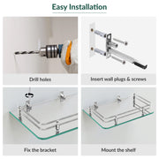 Plantex Glass Setup Box Stand Wall Mounted/Glass Shelf/Wall Shelf Rack/Wall Mount Holder with Wall Brackets (12 X 9 Inch)
